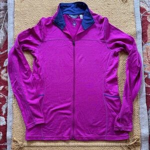 Ibex full zip cardigan cycling jersey long sleeve merino wool magenta women’s M